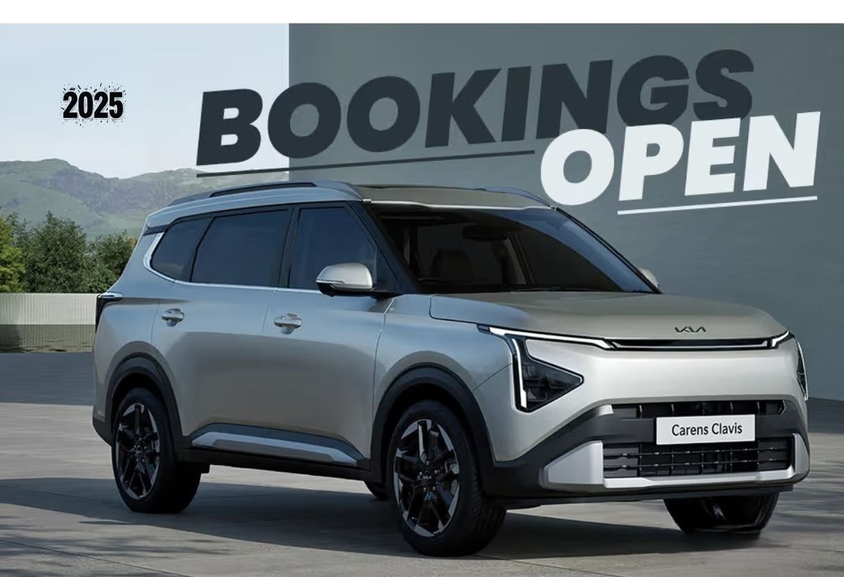 Side view of the upcoming KIA Carens Clavis 2025 showcasing its futuristic SUV design and LED headlights.