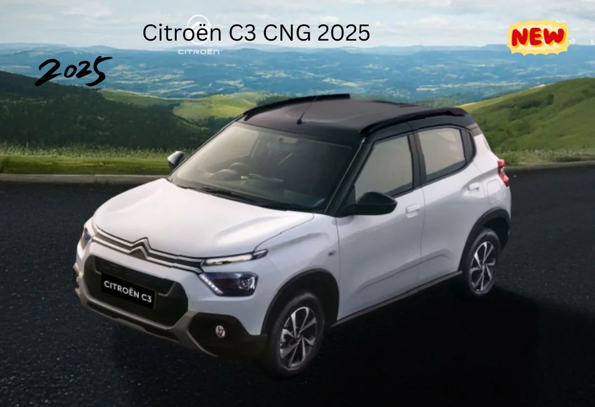 "2025 Citroën C3 CNG exterior side view in dual-tone color schem