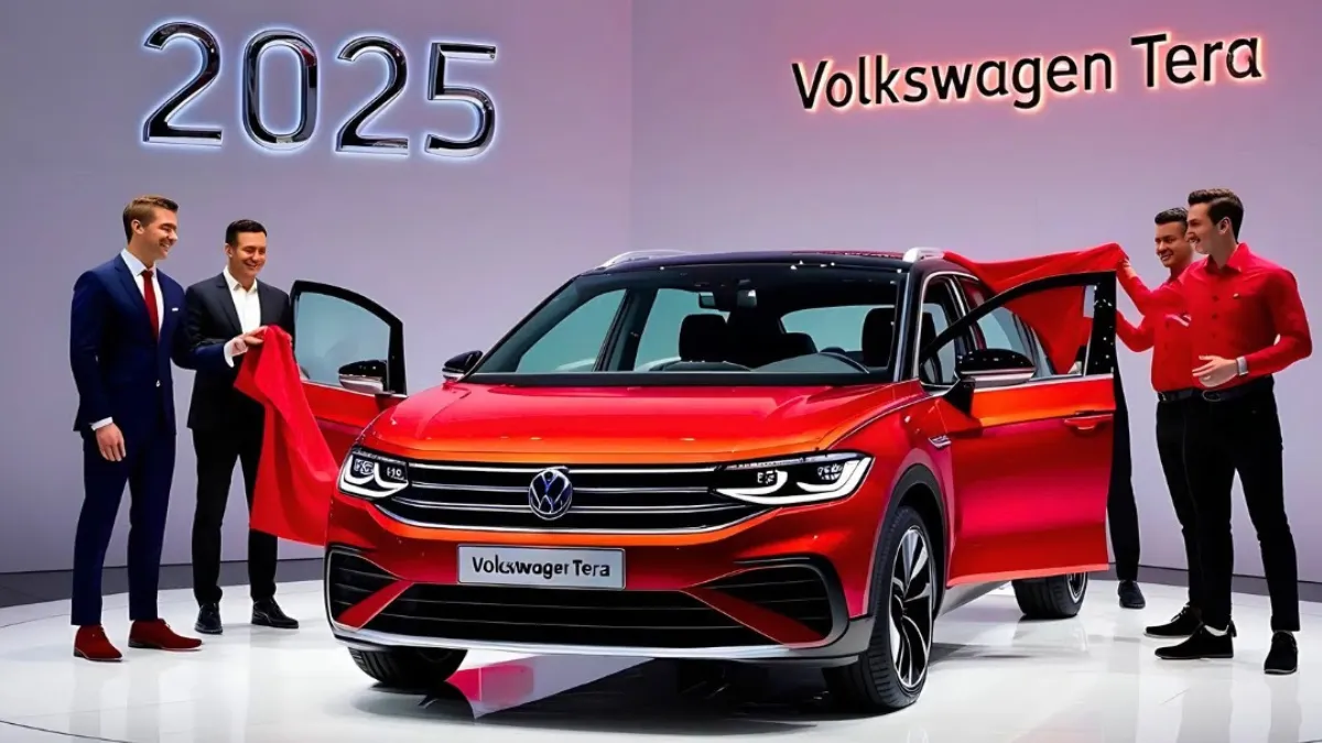 Volkswagen Tera SUV 2025 front view with LED headlights and bold grille Volkswagen Tera 2025 side profile showcasing modern design and alloy wheels